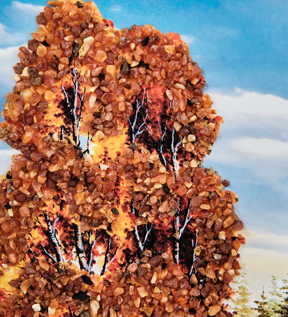 AMB-01/64 Картина «Родной край» (с янтарной крошкой) пласт.рамка 33х42см