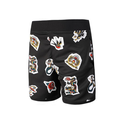 Мужские теннисные шорты Hydrogen Tech Tattoo Shorts Men - Black, Multicoloured