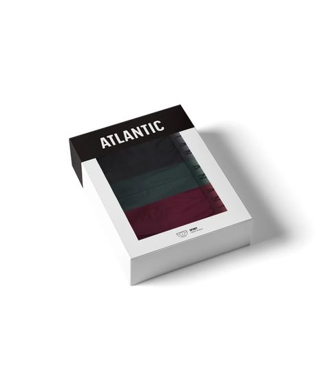 Мужские трусы (3шт) спорт Atlantic 3MP-173, каберне + черный + изумрудный
