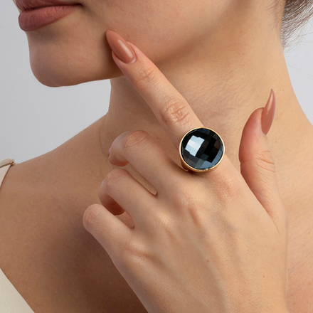 Кольцо Possebon Pearl Black Agate 19 мм K1155.4/19.0 BW/G