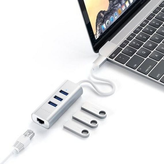 USB-хаб Satechi Type-C 2-in-1 USB Hub with Ethernet (ST-TC2N1USB31AS) Silver