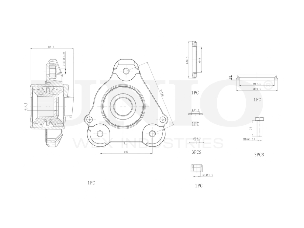 Опора амортизатора передняя правая UNIO RMP-13073