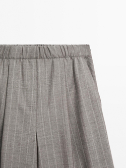 Massimo Dutti Брюки в тонкую полоску из 100% шерсти, серо-бежевый