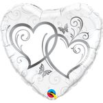 Шар Фольгированный Сердца переплетенные Silver (Серебряный)