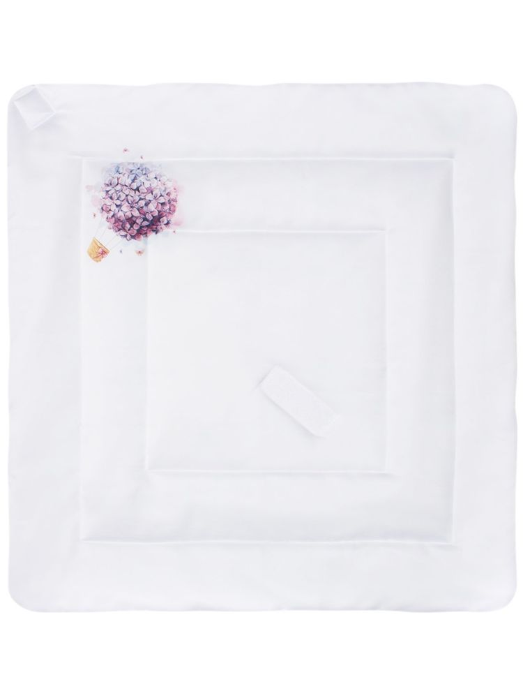 Летний конверт-одеяло на выписку &quot;Цветочный полет&quot; (белое, принт без кружева)