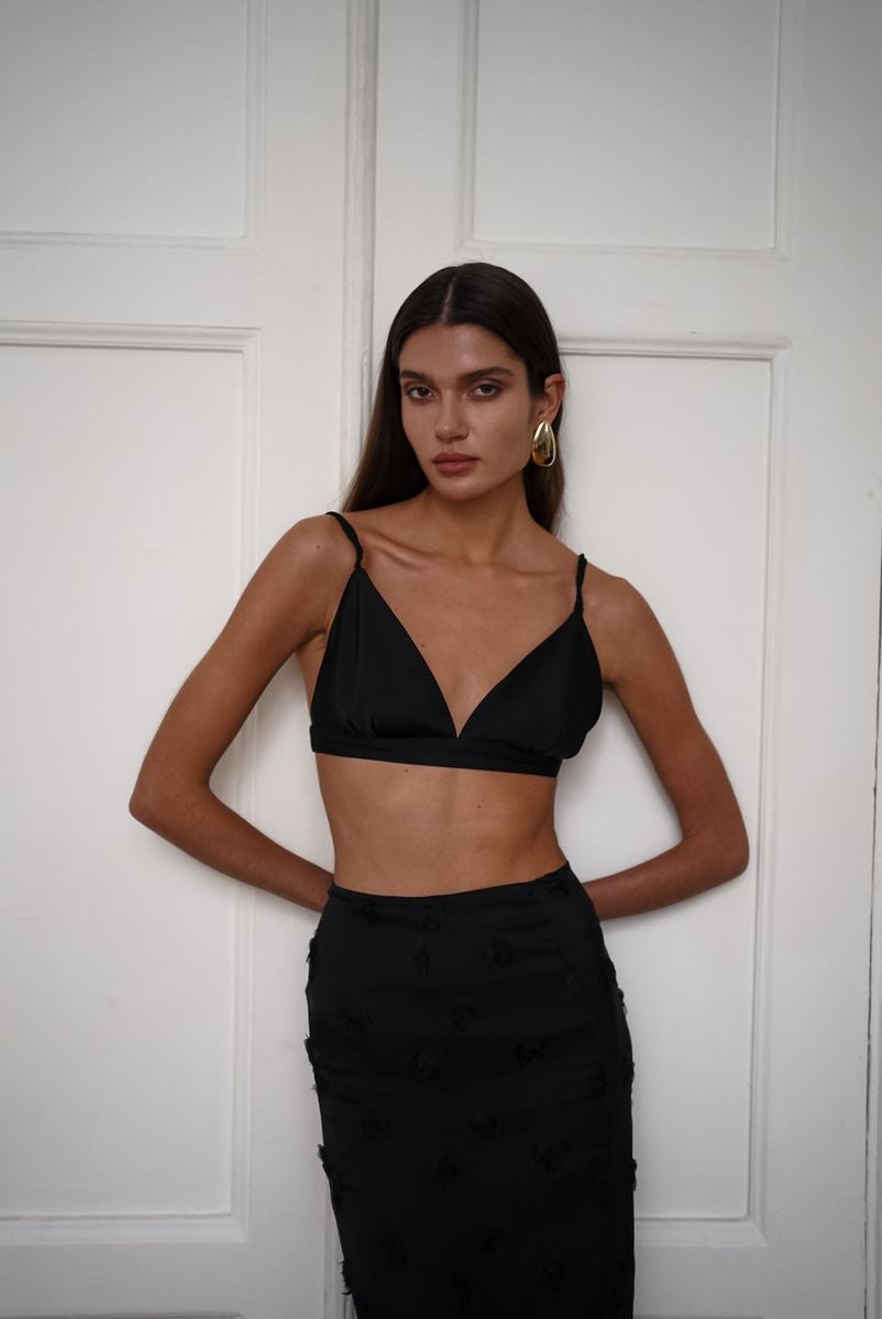 Топ бюстье из шелка черный