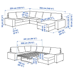 Угловой диван-кровать с шезлонгом - IKEA VIMLE/ВИМЛЕ ИКЕА, 256/356х68х164 см, темно-серый