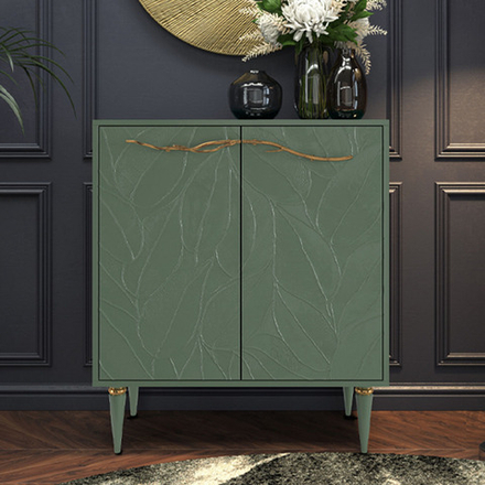 Комод Арт Колор leaves Классик Голд с 2 полками Зеленый нефрит