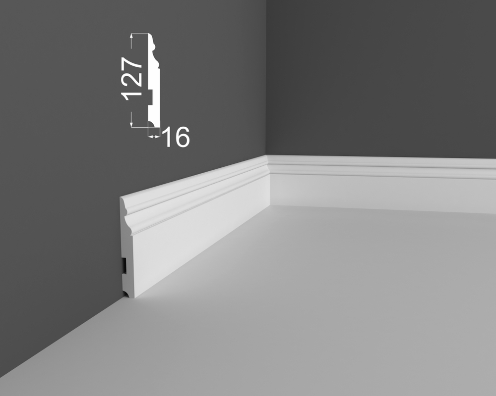 Плинтус напольный под покраску P24.127.16 МДФ Deartio 127x16x2070 мм