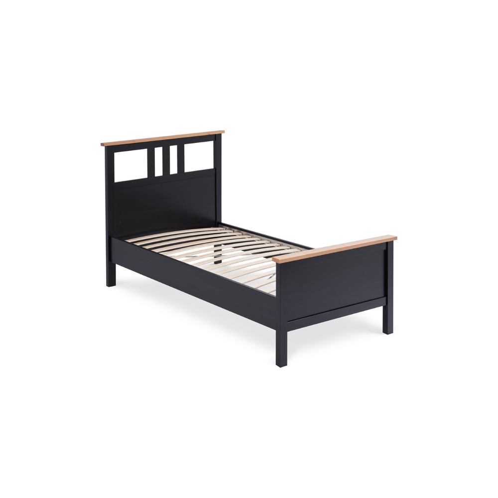 Односпальная кровать, КЫМОР (HEMNES), 90х200 см, черный/светло-коричневый