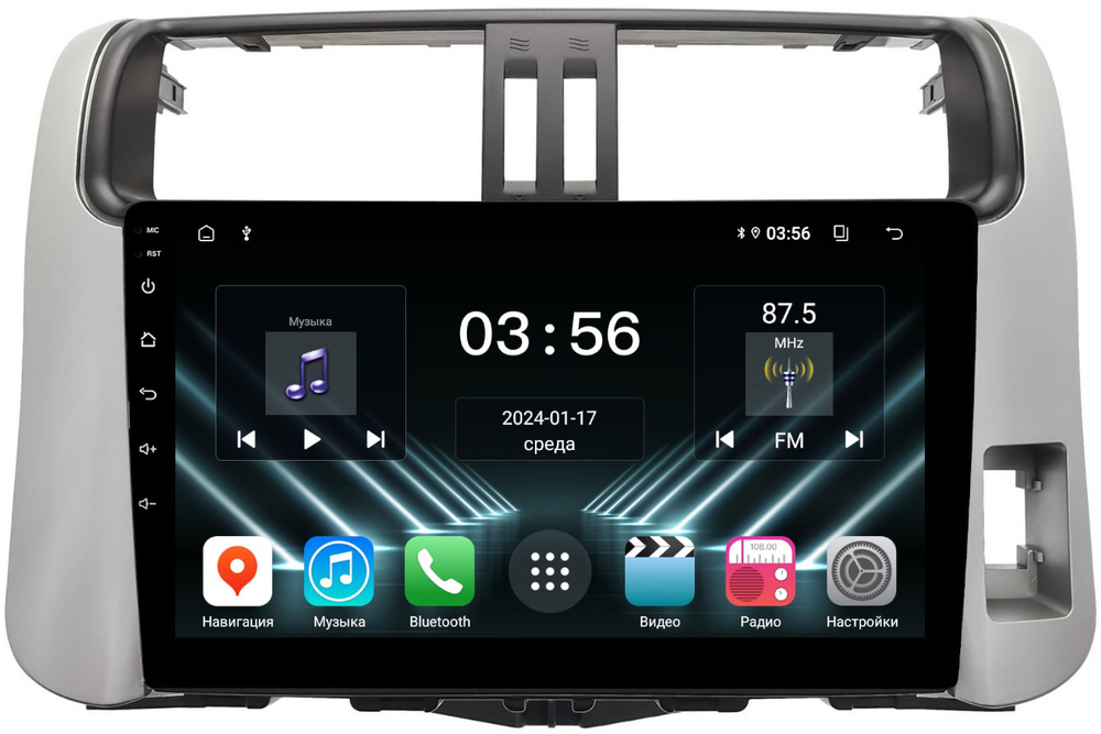 Магнитола для Toyota Land Cruiser Prado 150 2009-2013 (правый руль) - FarCar DX9-7041PR монитор 9.5" IPS на Android 13, 4+64Гб, CarPlay