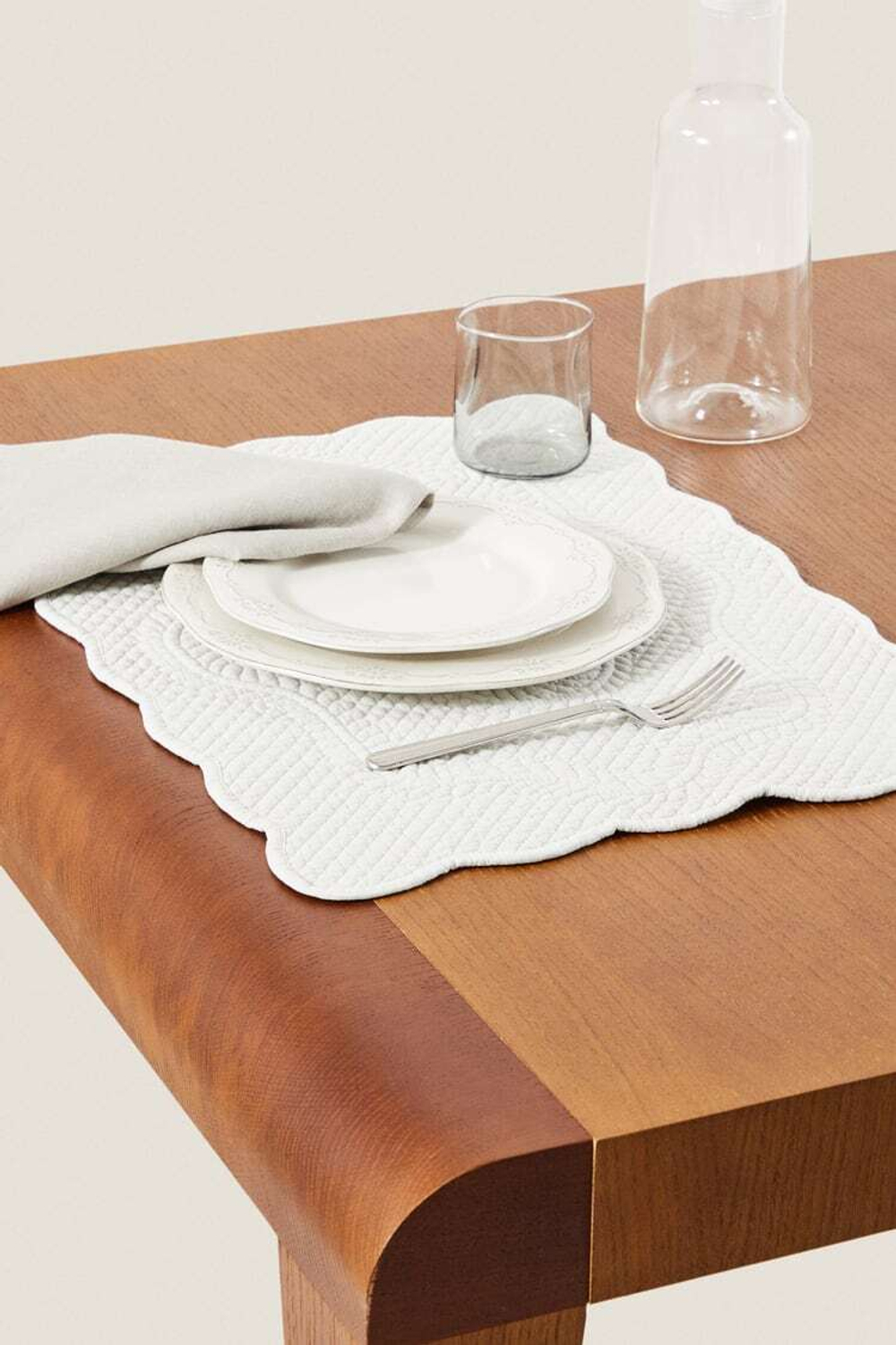 ZARA HOME СТЕГАНАЯ САЛФЕТКА XL, СВЕТЛО-СЕРЫЙ