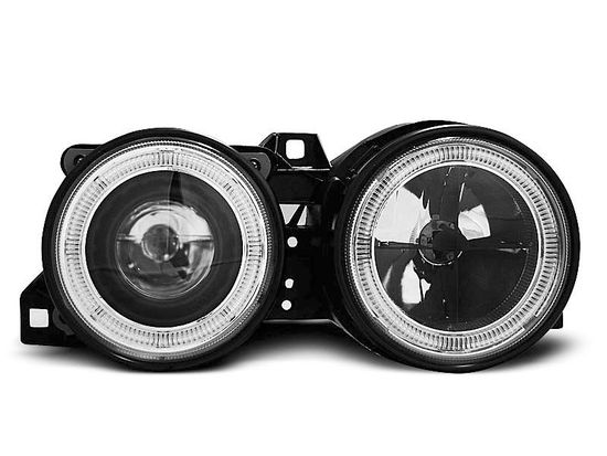 Передние фары angel eyes black для BMW 3 E30