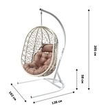 Кресло подвесное Кокон XL арт.D52-МТ002 (стойка+основание.бел.,корзн.бел.,подуш.беж. 3уп. (В))