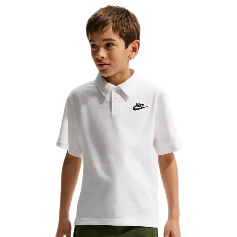 Футболка для мальчика теннисная Nike Kids Sportswear Club Knit Short Sleeve - white/black