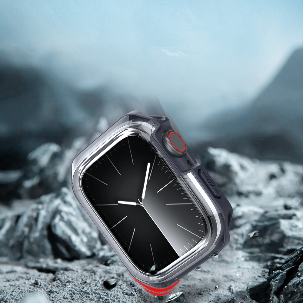 Чехол-бампер с темно-синими вставками от Dux Ducis для часов Apple Watch 44мм для моделей 4, 5, 6 и SE, серия Tamo Series Case