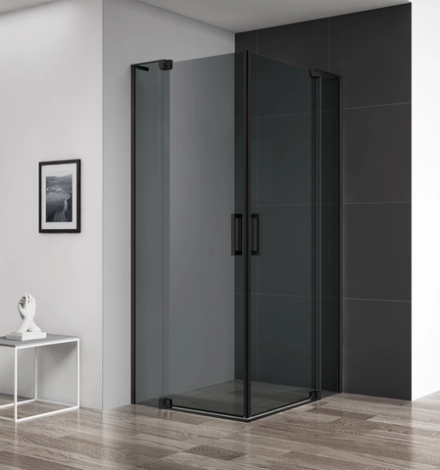 Душевой уголок Cezares SLIDER-AH-2-70/80-80/90-GRIGIO-NERO, профиль черный
