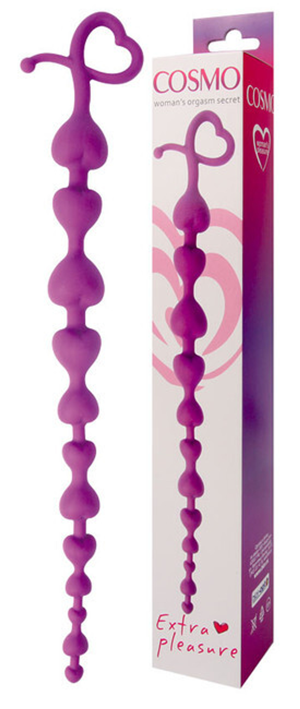 Силиконовая анальная цепочка Cosmo, (30 см, фуксия) (Цвет: фуксия)