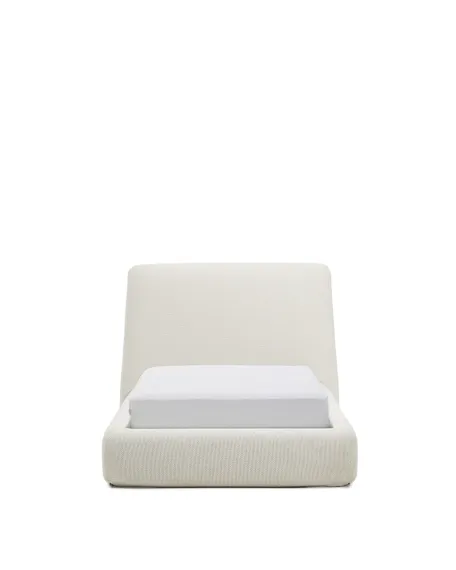 Кровать Martina со съемным чехлом из шенилла цвета экрю 90 x 200