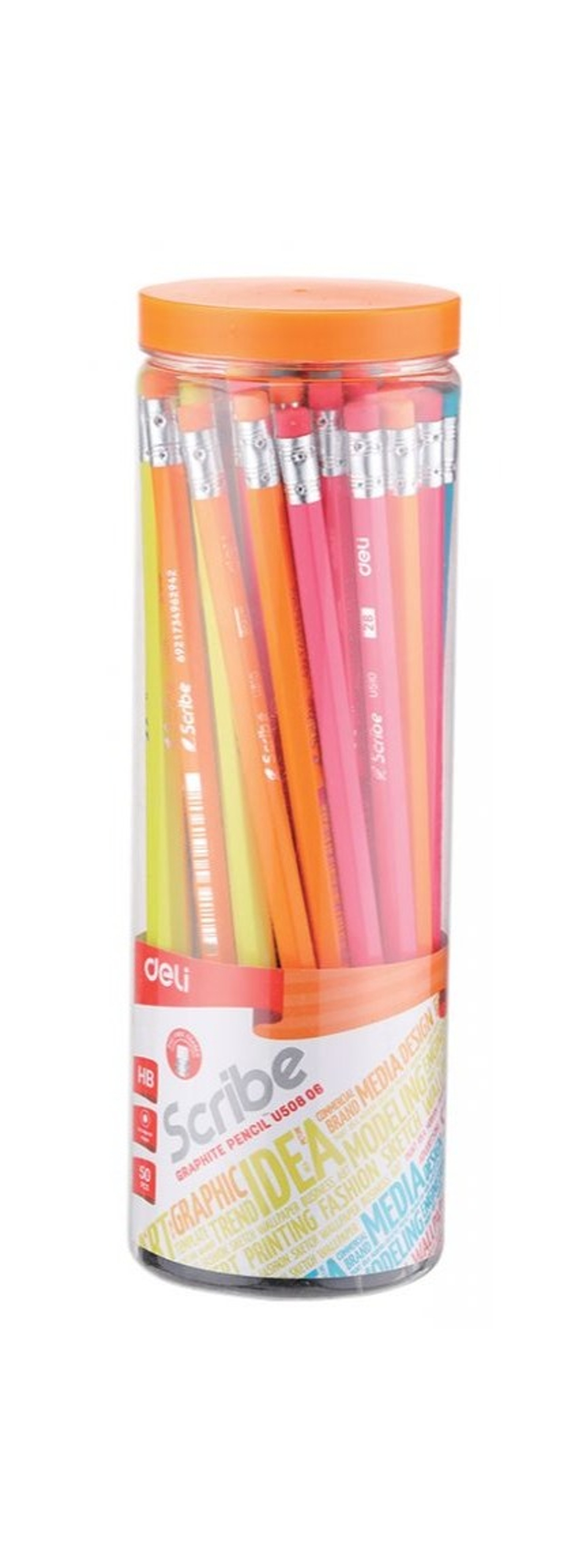 Карандаш чернографитный Deli Scribe HB шестигр. липа, ластик EU50806-1