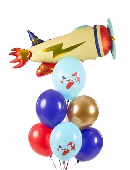 Фонтан шаров "Ретро-самолет для мальчика"