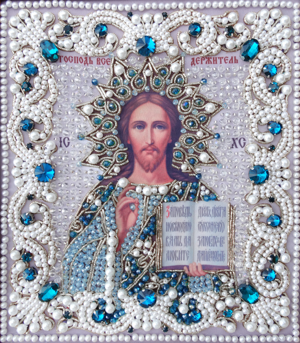 ЖС-6-СЛ Набор для вышивания хрустальными камнями Господь Вседержитель (лазурный)