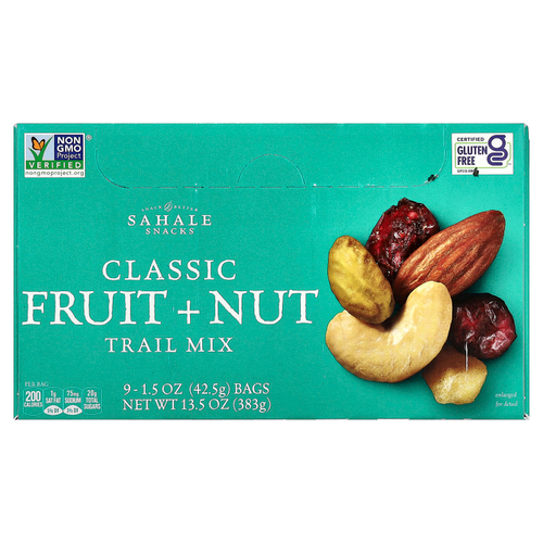 Sahale Snacks, смесь орехов и сухофруктов, классические фрукты и орехи, 9 пакетиков по 42,5 г (1,5 унции)