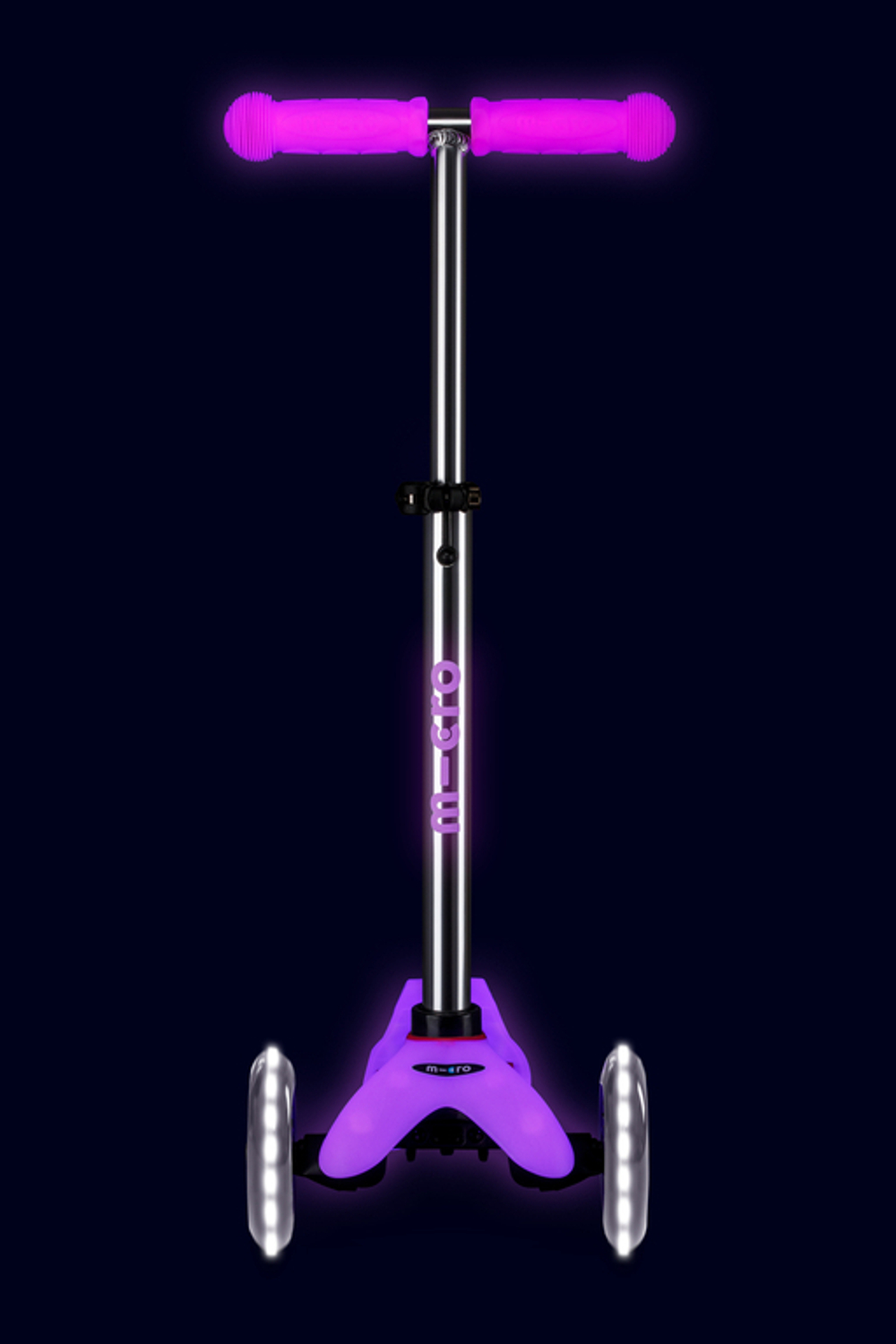 Самокат Mini Micro Deluxe Glow (светящийся) LED морозный розовый