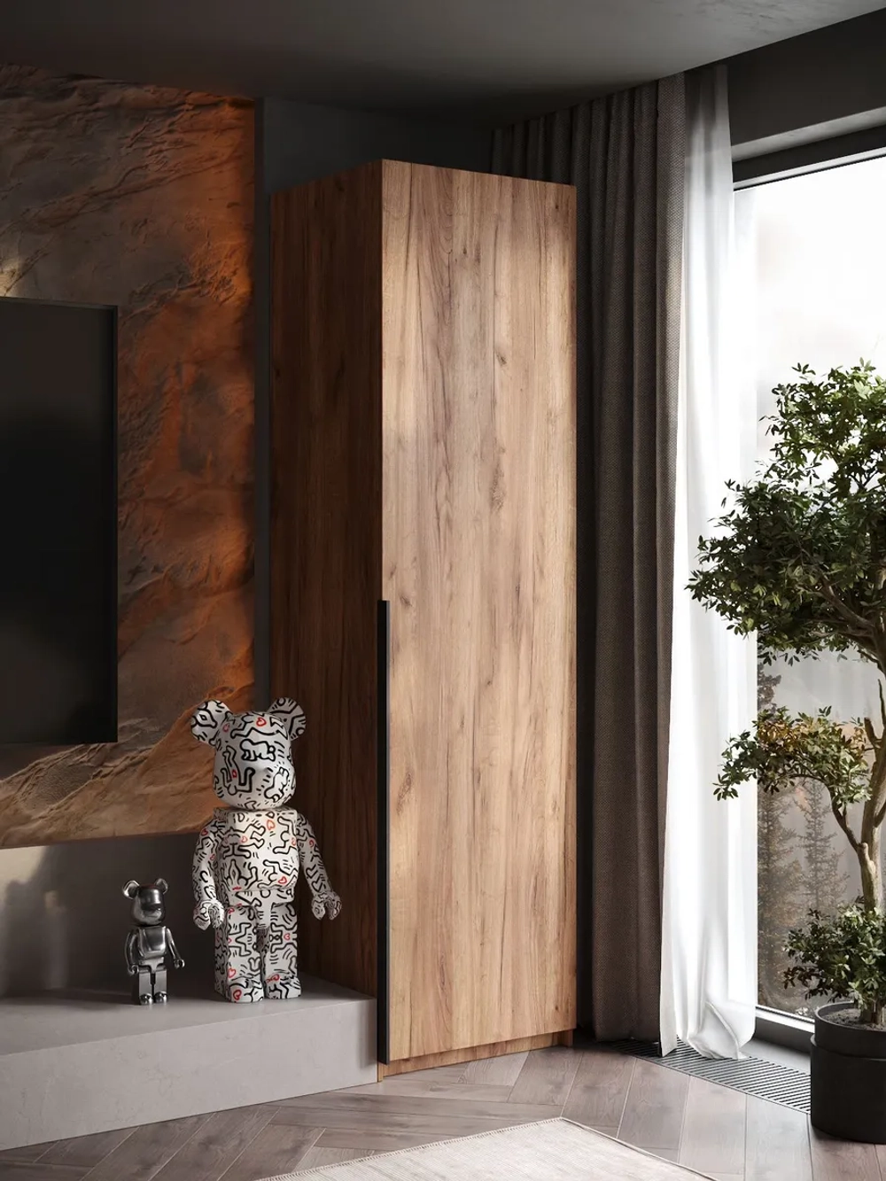 Шкаф Распашной Коричневый 61х220x52,5 SOHO