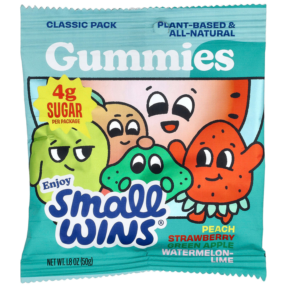 Enjoy Small Wins, Gummies, классический набор, персик, клубника, зеленое яблоко, арбуз и лайм, 50 г (1,8 унции)