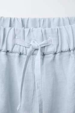 ZARA БРЮКИ ИЗ 100% ЛЬНА, ГОЛУБОЙ