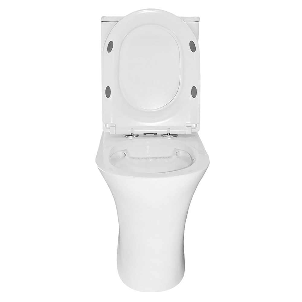 Унитаз напольный Azario FRETTA ROUND 650x340x790 безободковый, в комплекте прямым сиденьем микролифт (AZ-7121A)