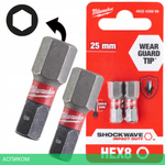 Бита Milwaukee Shockwave Hex8 25 мм 2шт (4932430898)