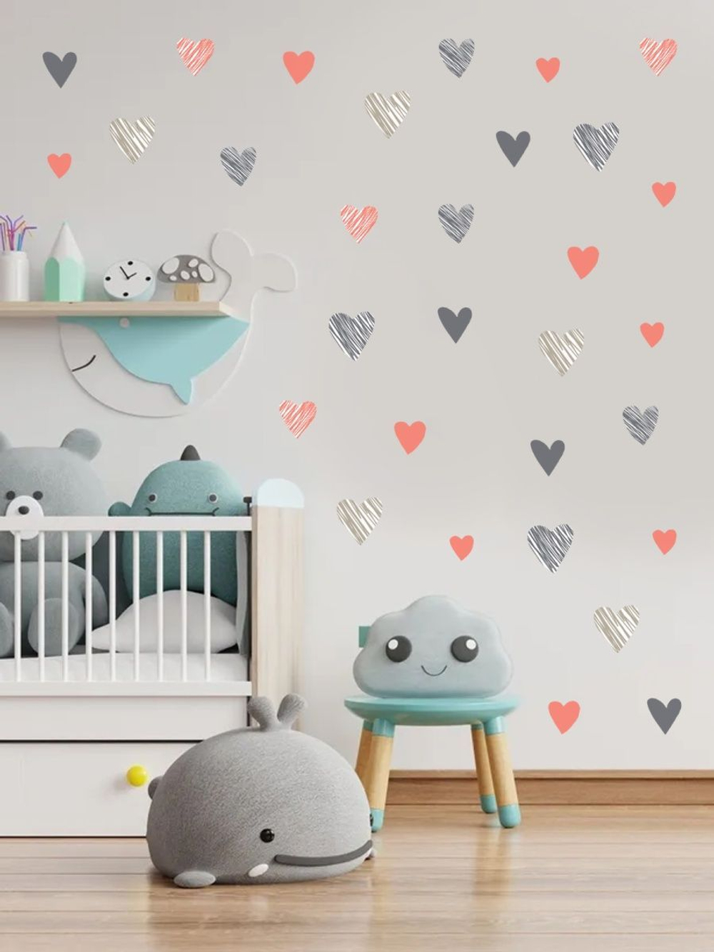 Интерьерные виниловые наклейки большие воздушные шары на стены в детскую, дома, облака, пейзаж