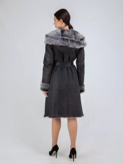 Дубленка зимняя натуральная с капюшоном длинная и теплая