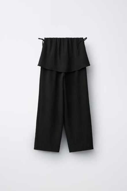 ZARA БРЮКИ WIDE LEG С ЮБКОЙ, ЧЕРНЫЙ