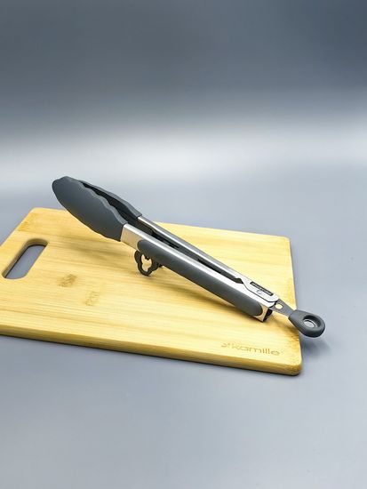 Щипцы силиконовые 23 см. Kamille КМ 7511 с ручками из нержавеющей стали