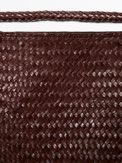 Massimo Dutti Большая плетеная сумка-саквояж из кожи наппа, бургунди