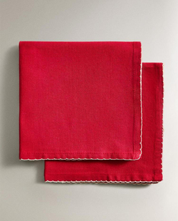ZARA HOME САЛФЕТКИ С ФЕСТОНАМИ (НАБОР ИЗ 2 ШТ.), КРАСНЫЙ