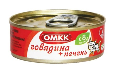 Консервы мясные "Говядина+печень" для детского питания 100г. Оршанский МК