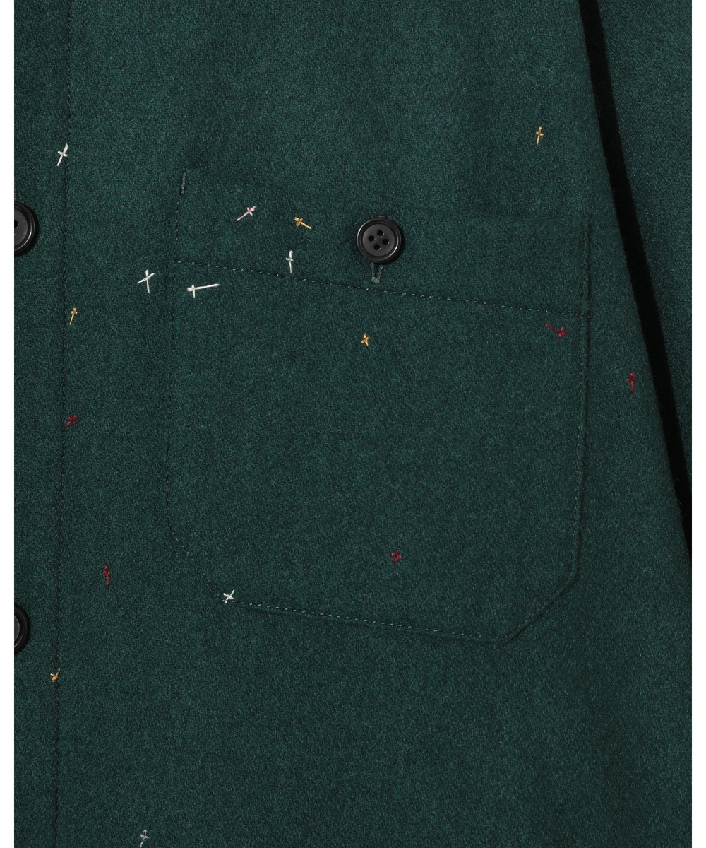 UNDERCOVER РУБАШКА ЗЕЛЕНАЯ С ВЫШИТЫМИ КРЕСТАМИ