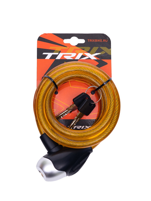 Замок велосипедный TRIX, с ключами, желтый
