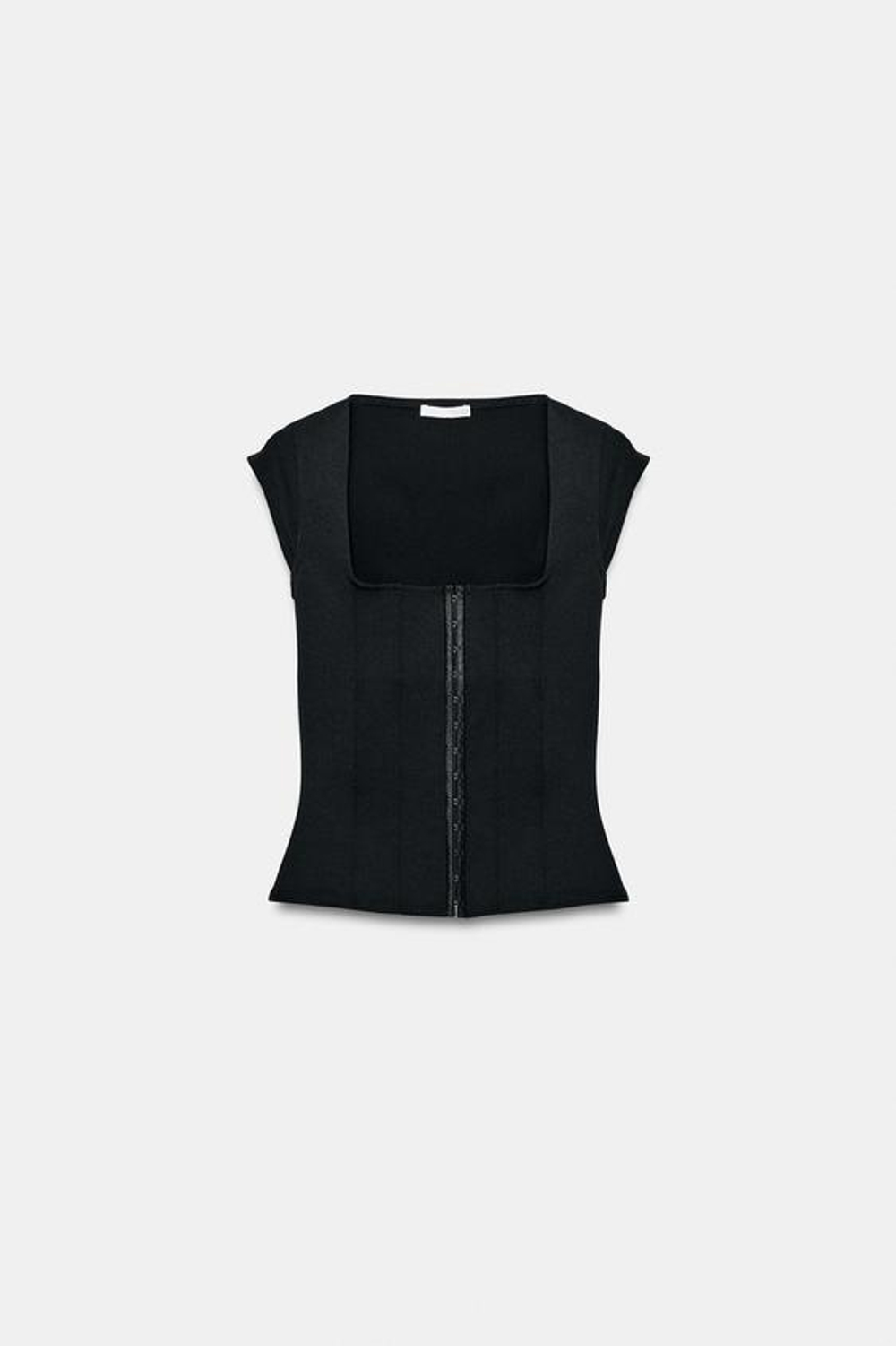ZARA ЭЛАСТИЧНЫЙ ТОП-КОРСЕТ, ЧЕРНЫЙ