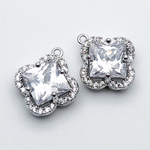 Подвеска Клевер, цвет серебро, фианиты, размер 16*14 мм, цена за 1 шт