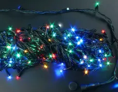 Светодиодная нить с контроллером 20 м., 220V, 200 разноцветных LED ламп, черный ПВХ провод, Rich LED (RL-T20C2-B/M)