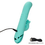 Вибратор с клиторальным стимулятором кролик и ротацией мятный 21,5 см
