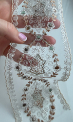 Кружево тонкое на сетке цветное ш-8см Франция. (хлопок/шелк). 1 м