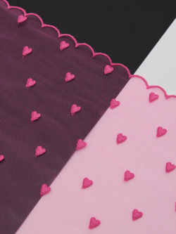 Вышивка на сетке малиновая фуксия неэластичная ширина 32 см