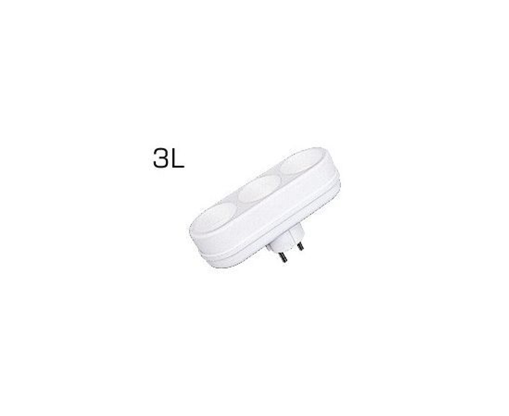 TOKER 3L разветвитель (тройник) 3 розетка 6А белый (линейный) ГУ (60шт)