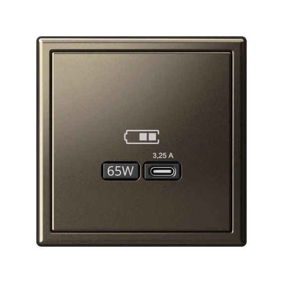 Розетка USB ArtGallery тип C 65Вт QC PD высокоскор. ЗУ механизм мокко SE GAL000627